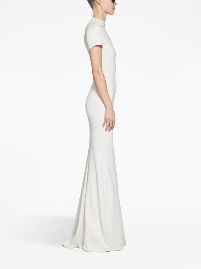 White Logo-embroidered Maxi Dress