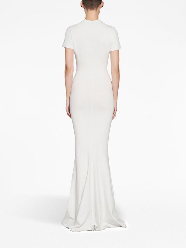 White Logo-embroidered Maxi Dress