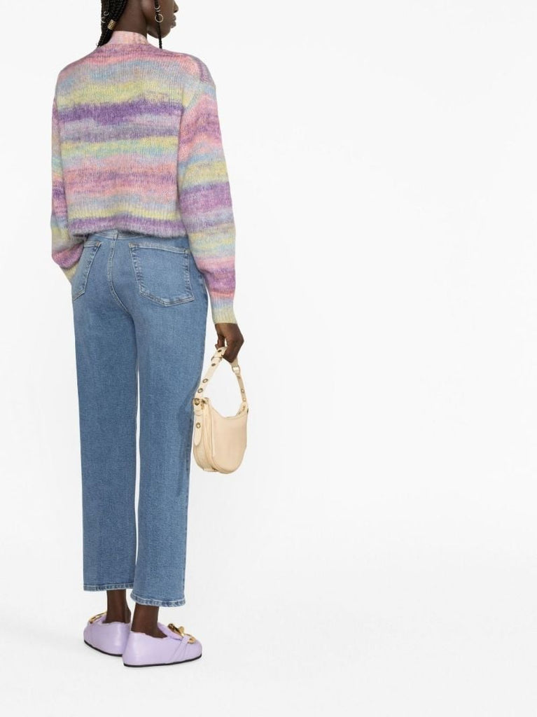 Blue High-rise Cropped Bootcut Jeans
