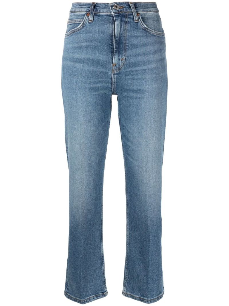 Blue High-rise Cropped Bootcut Jeans