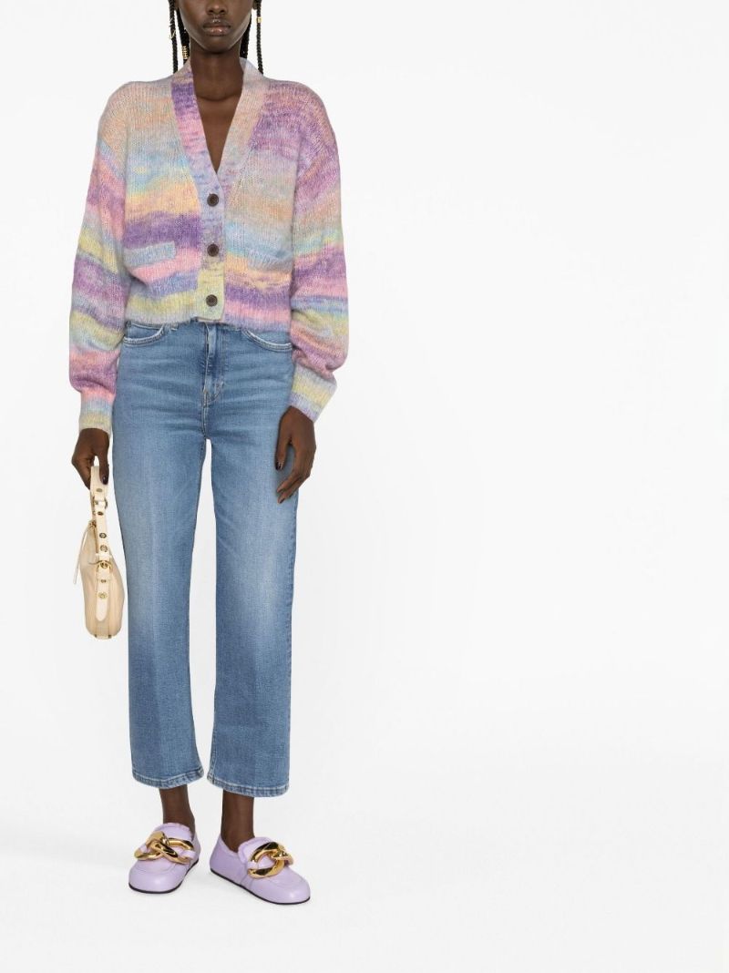 Blue High-rise Cropped Bootcut Jeans