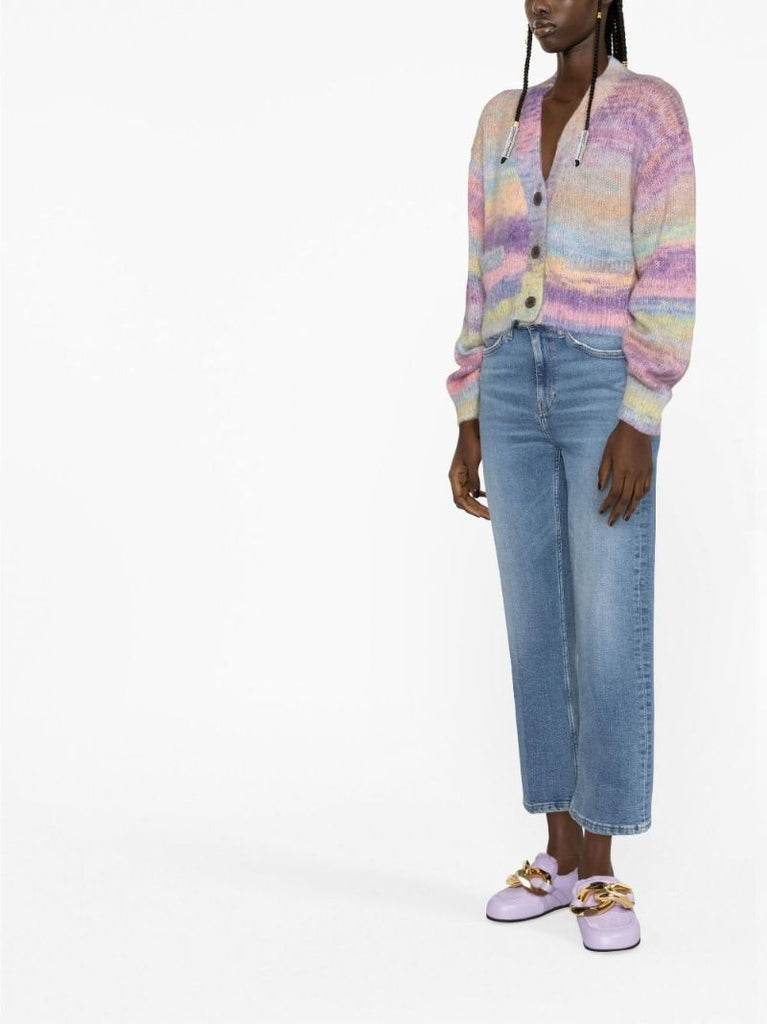 Blue High-rise Cropped Bootcut Jeans