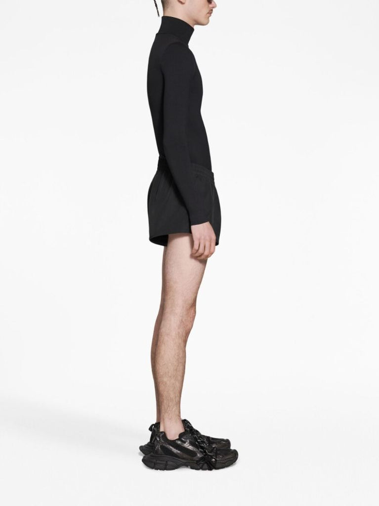 Black Elasticated Track Shorts