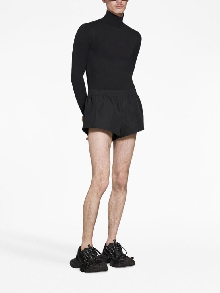 Black Elasticated Track Shorts