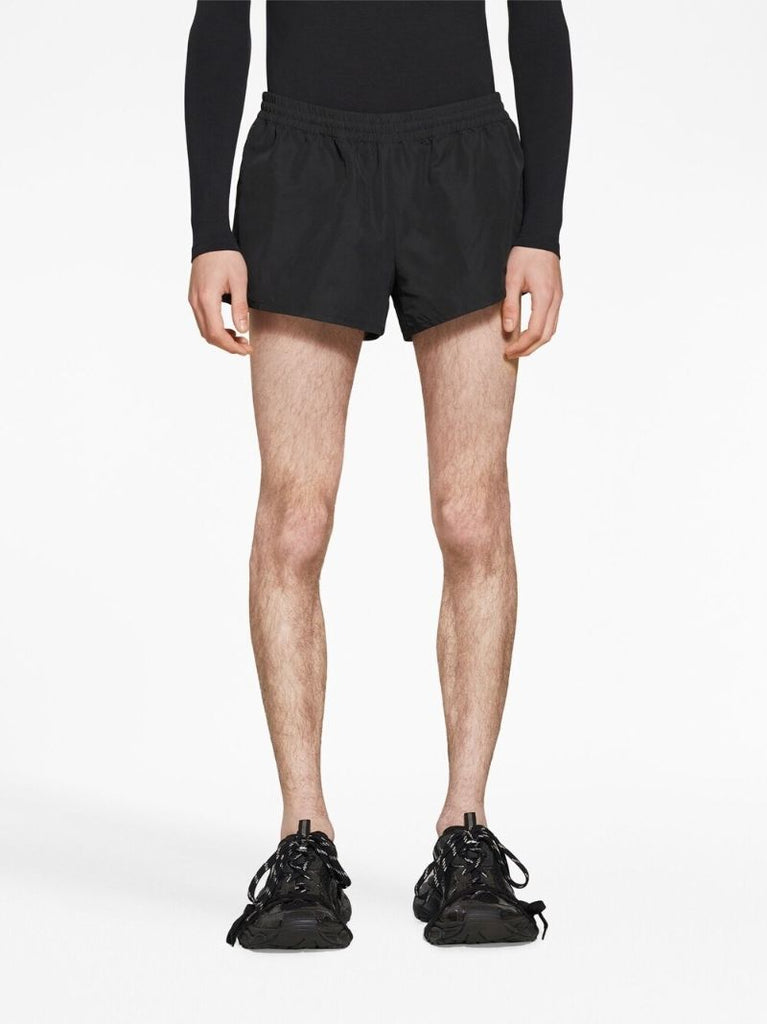 Black Elasticated Track Shorts