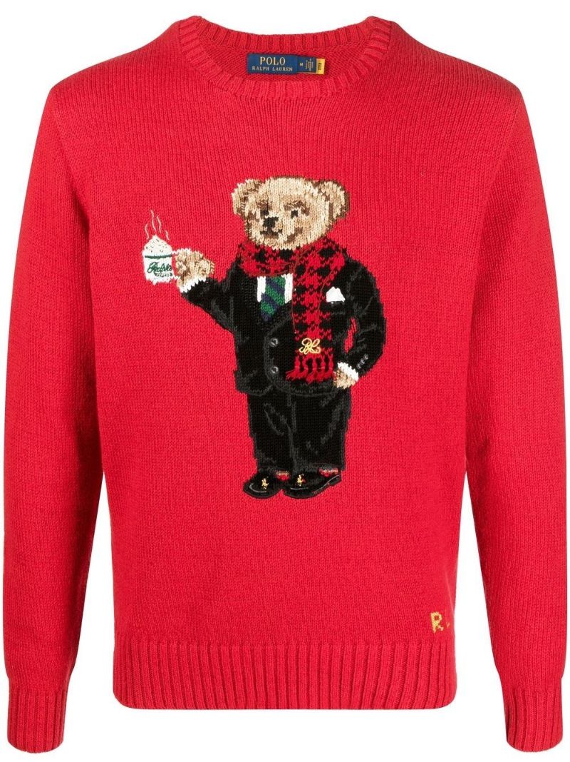 Red Polo Bear Knit Sweater