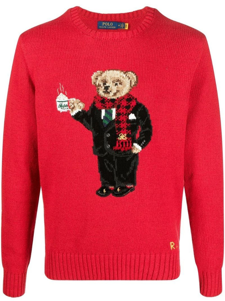 Red Polo Bear Knit Sweater