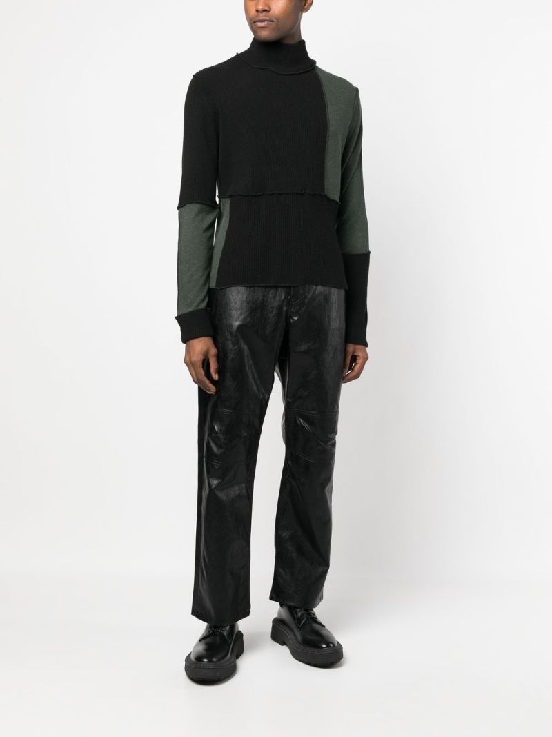 Black Panelled Roll-neck Jumper
