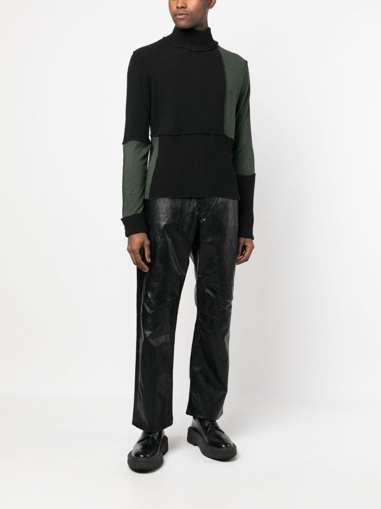 Black Panelled Roll-neck Jumper