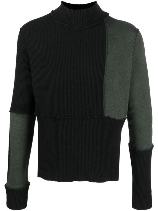 Black Panelled Roll-neck Jumper