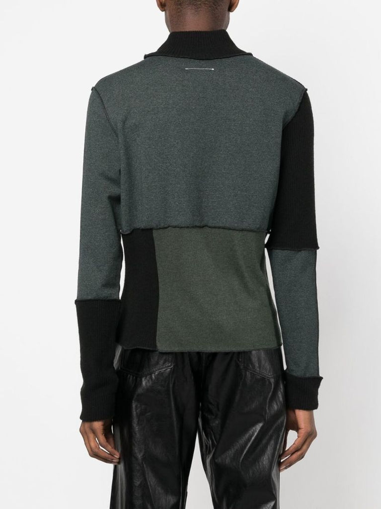 Black Panelled Roll-neck Jumper