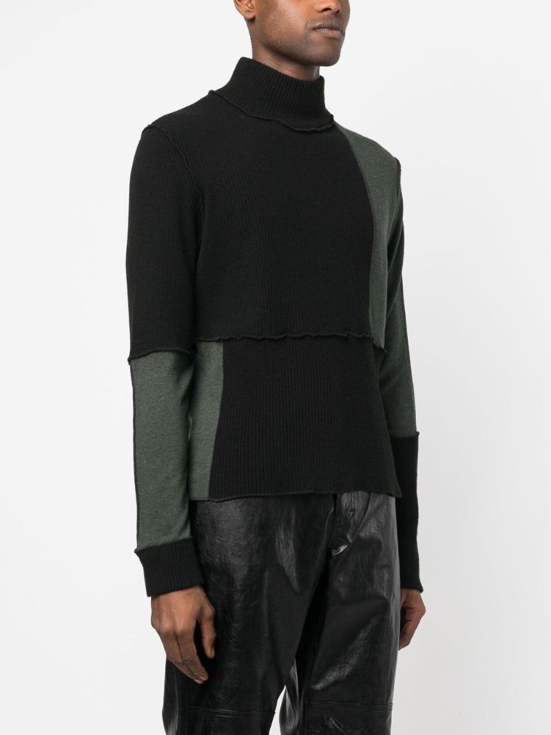 Black Panelled Roll-neck Jumper