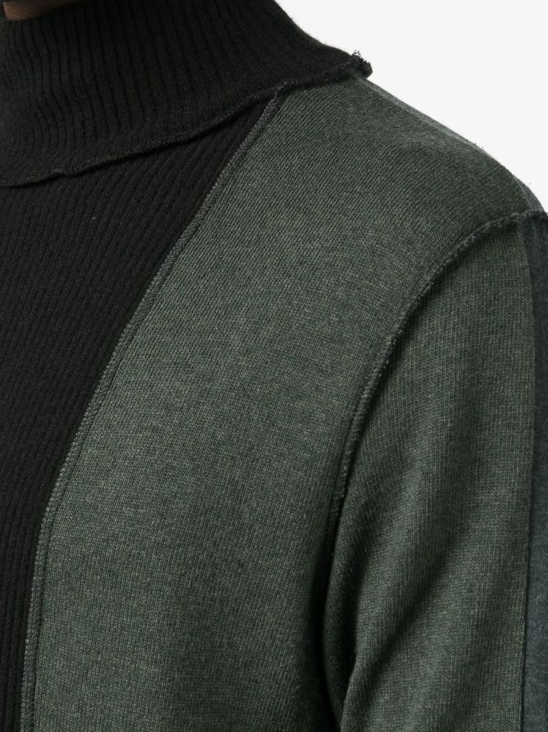 Black Panelled Roll-neck Jumper