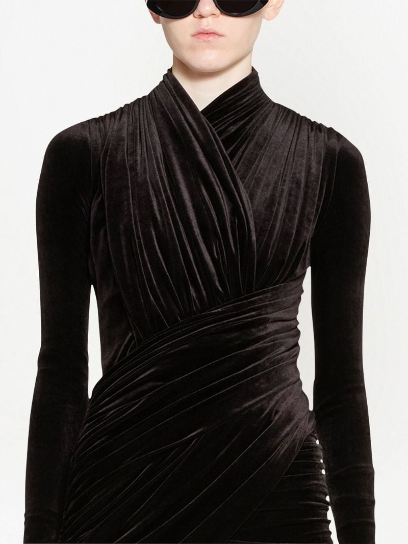 Black Draped Velvet Mini Dress