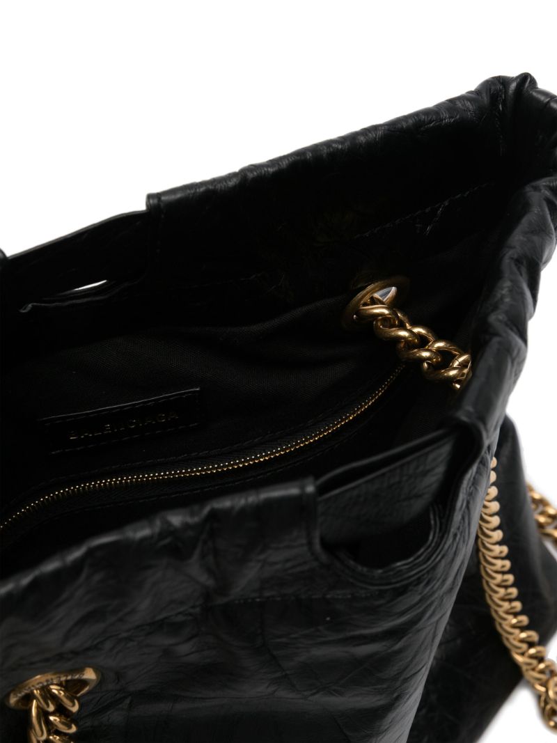 Black Crush Small Leather Tote Bag