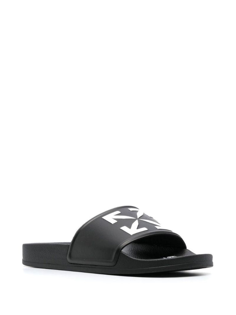 Black Arrows Print Rubber Slides