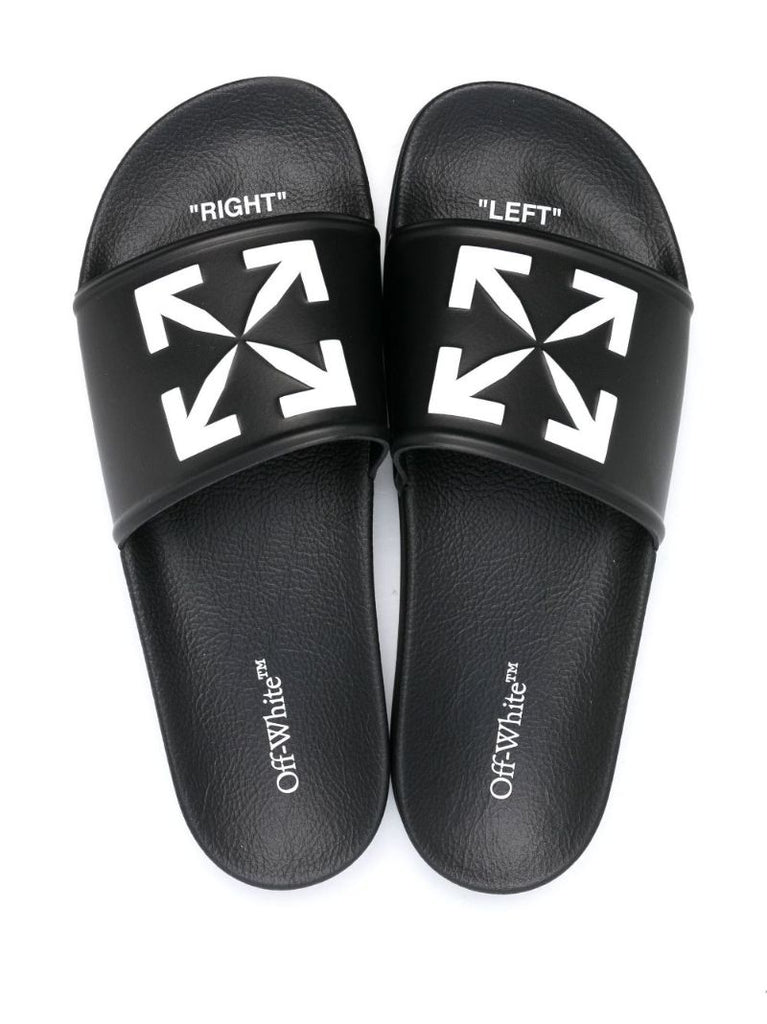 Black Arrows Print Rubber Slides