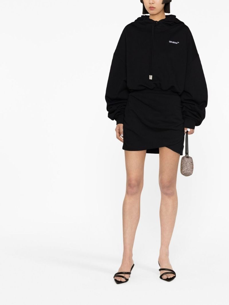 Black Logo Embroidered Hoodie Dress