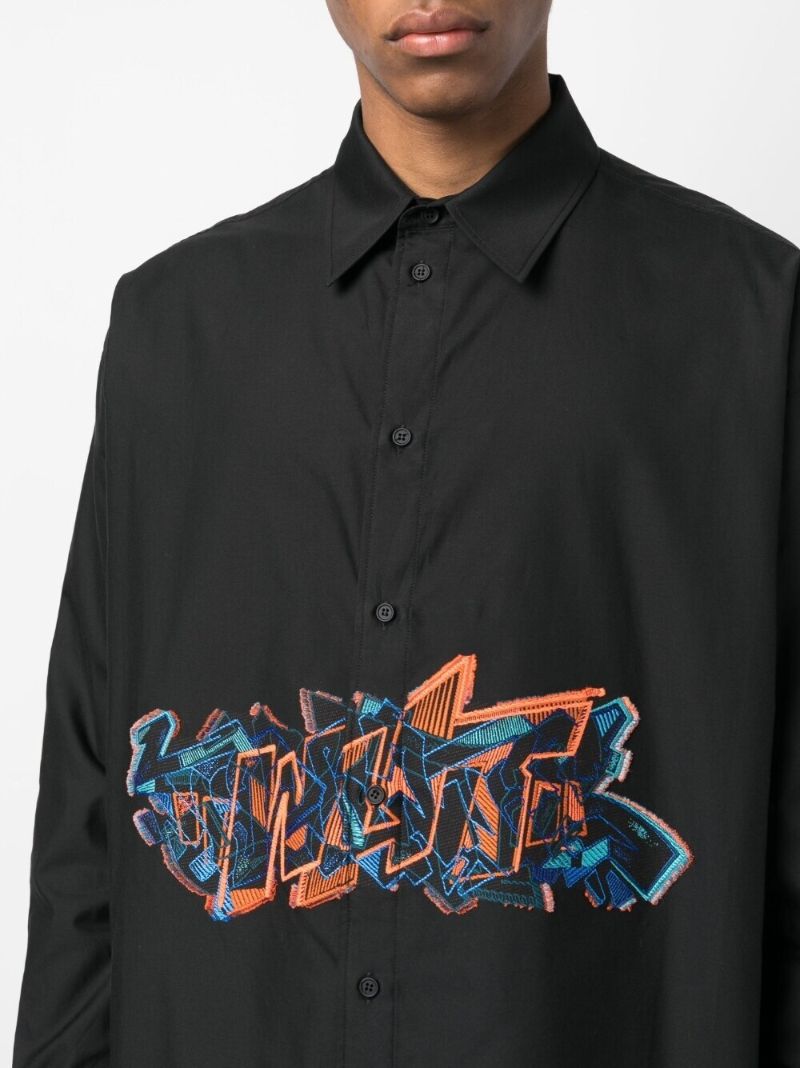 Black Graffiti Print Cotton Shirt