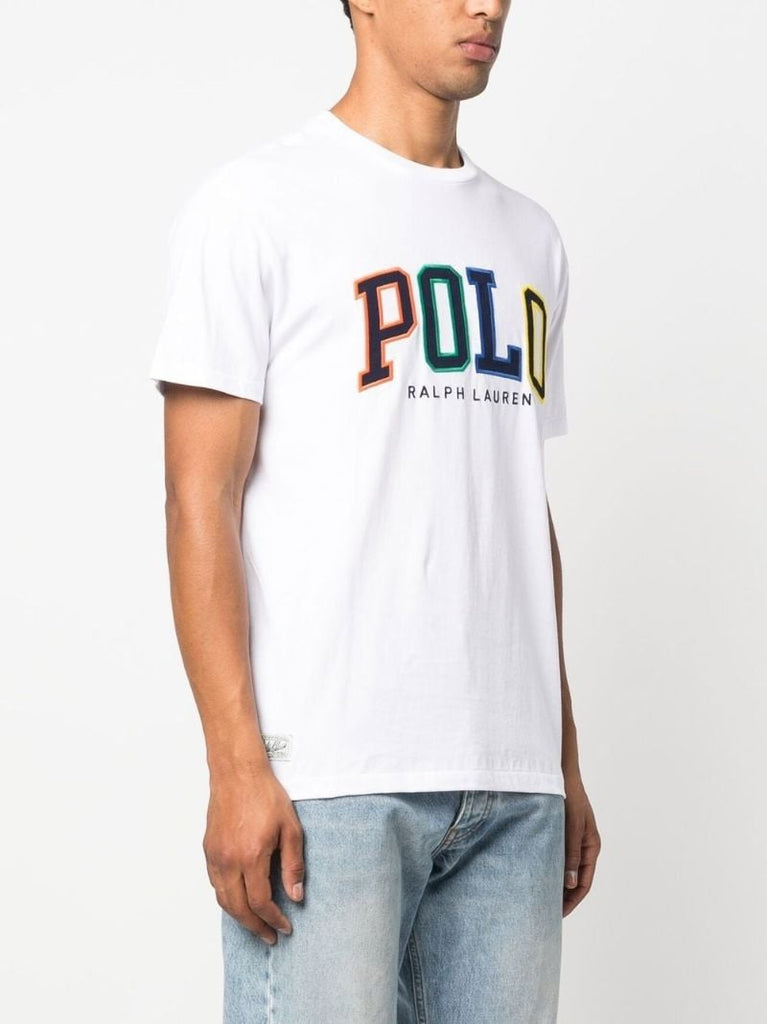 White Embroidered-logo Short-sleeve T-shirt