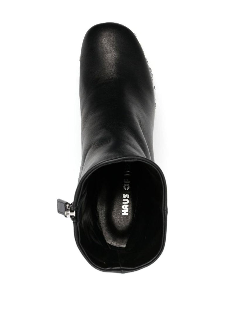 Black Croco Crystal 120 Leather Ankle Boots