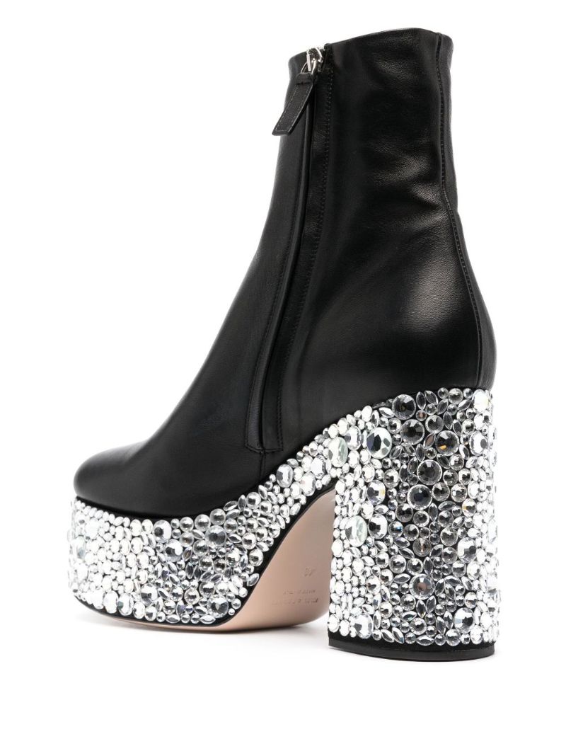 Black Croco Crystal 120 Leather Ankle Boots