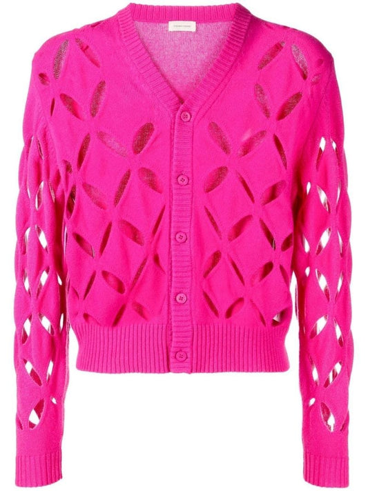 Pink Slashed Wool Cardigan