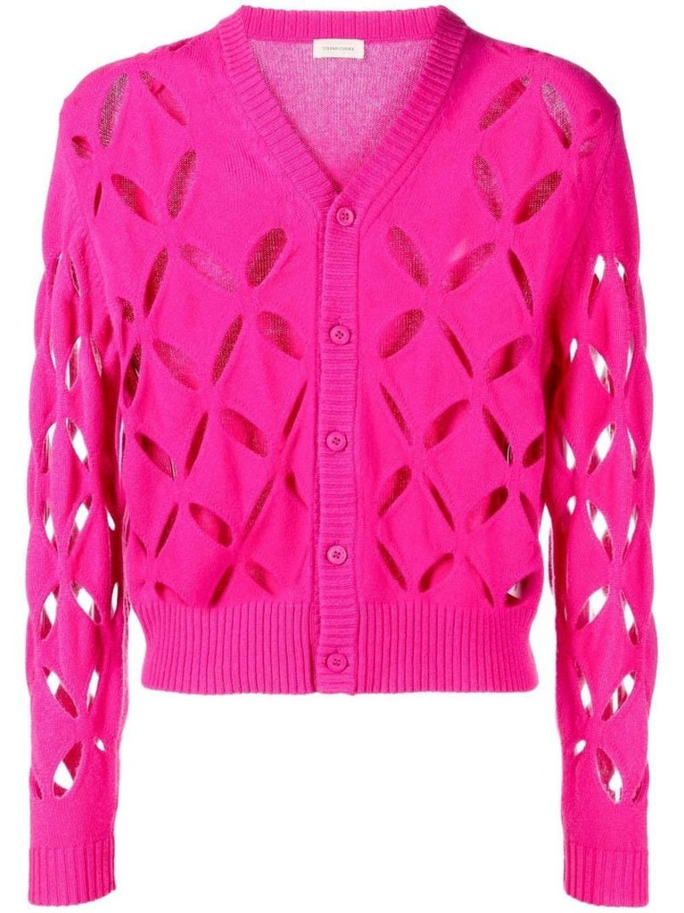 Pink Slashed Wool Cardigan