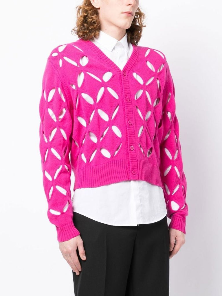 Pink Slashed Wool Cardigan