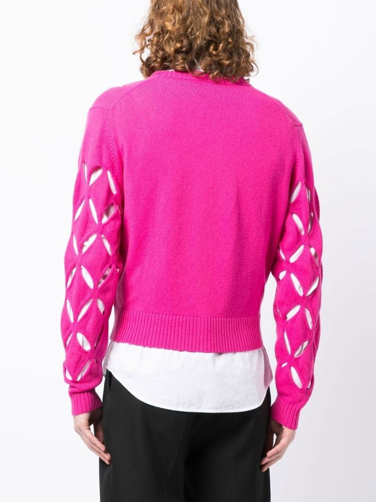 Pink Slashed Wool Cardigan