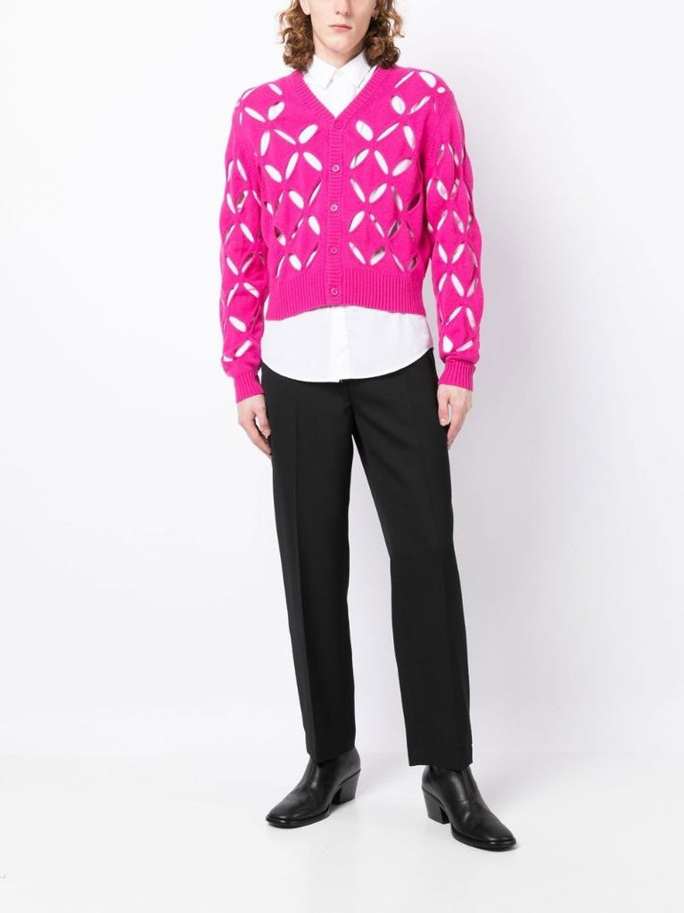 Pink Slashed Wool Cardigan