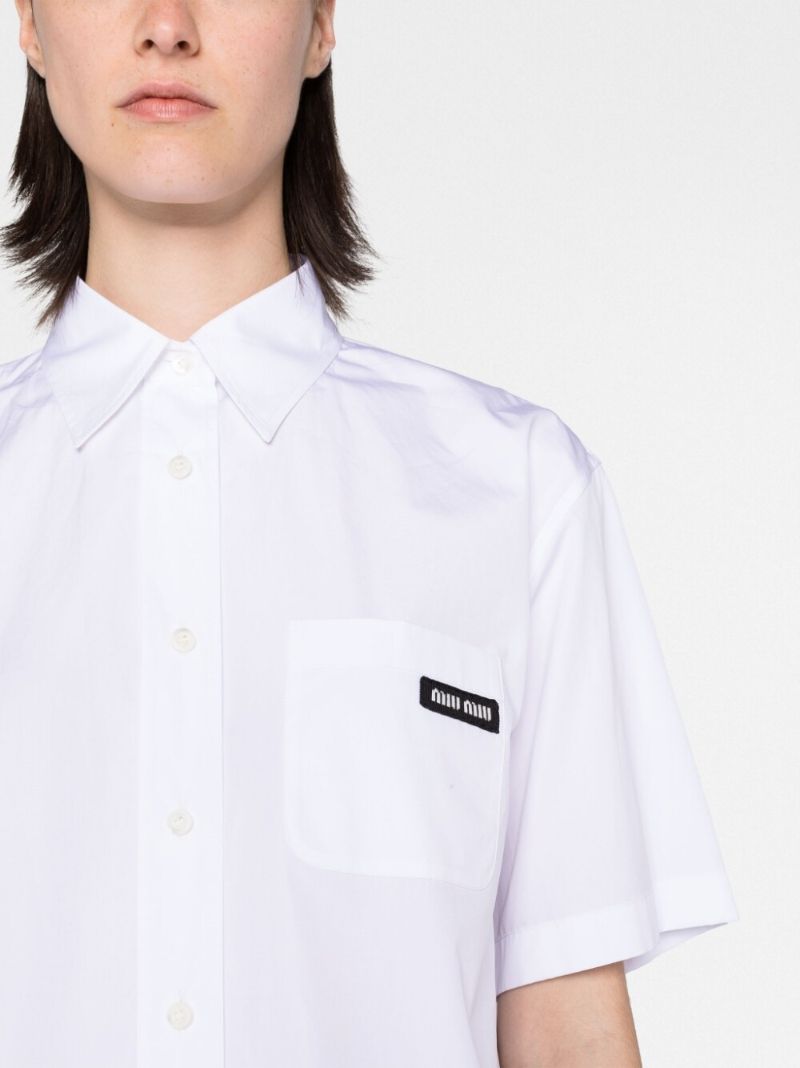 White Logo Patch Cropped Shirt