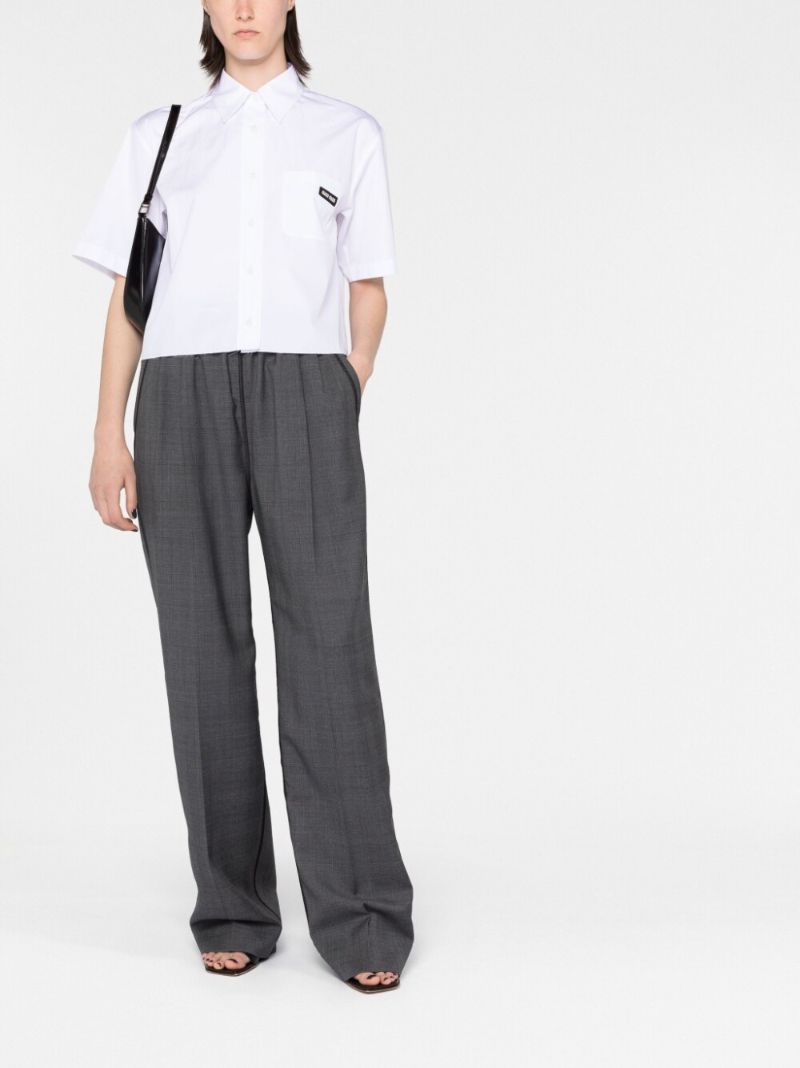 White Logo Patch Cropped Shirt