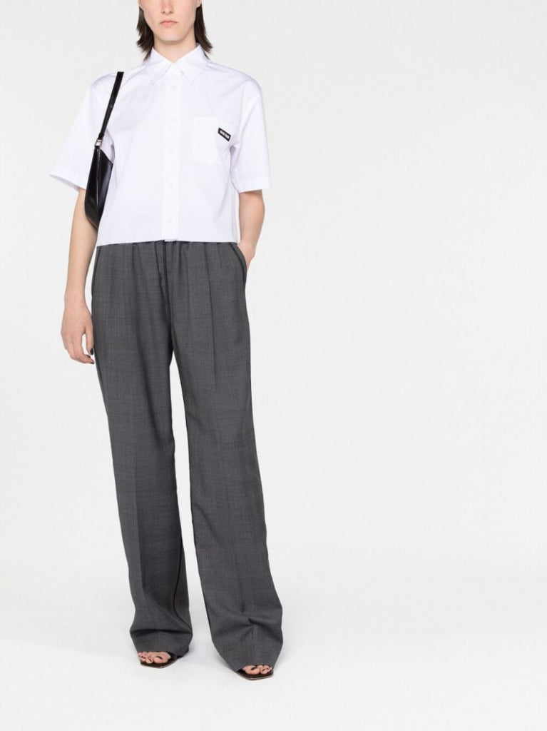 White Logo Patch Cropped Shirt