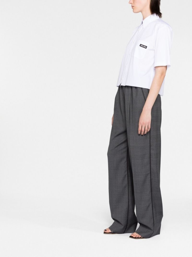 White Logo Patch Cropped Shirt