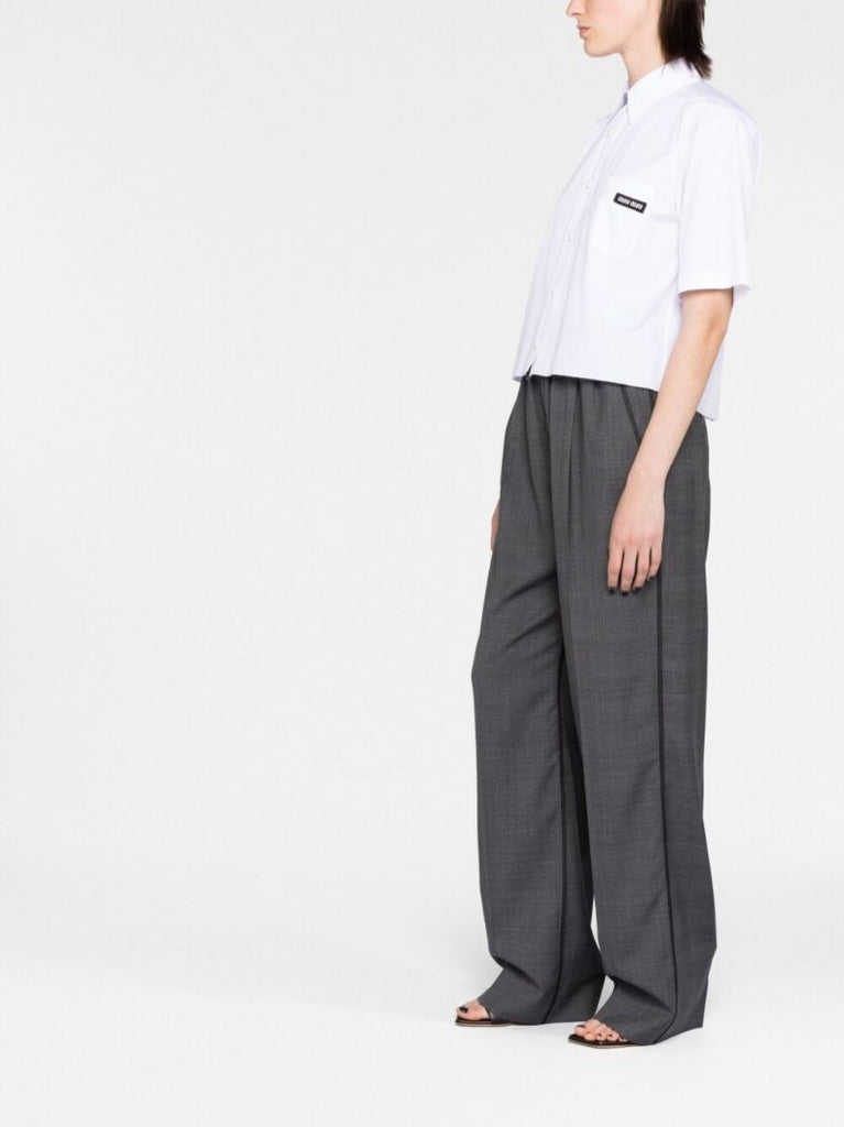 White Logo Patch Cropped Shirt