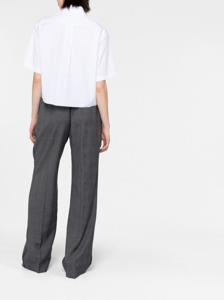 White Logo Patch Cropped Shirt
