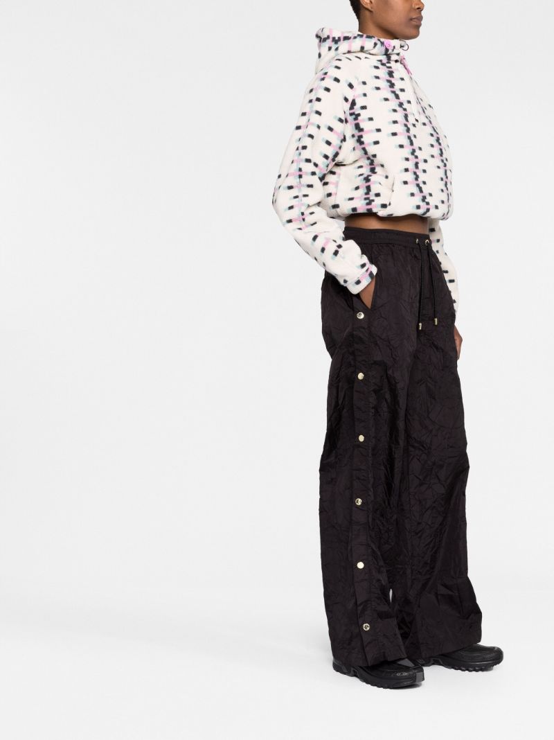 Black Volley Buttoned Loose Trousers