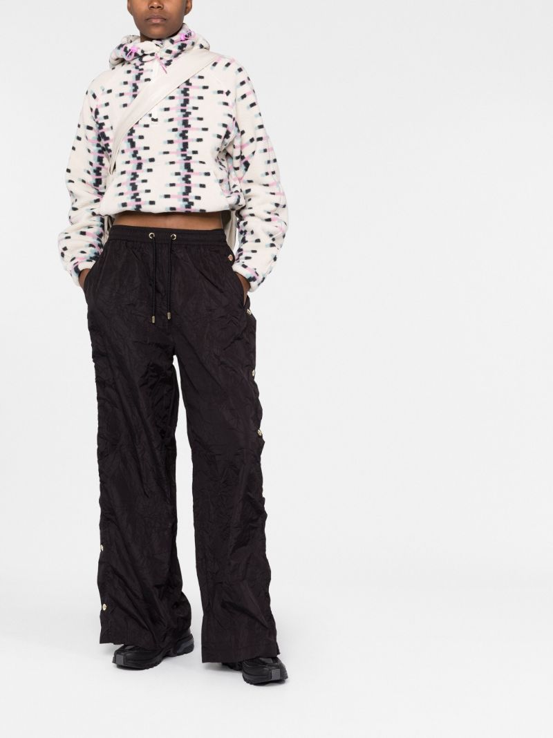 Black Volley Buttoned Loose Trousers
