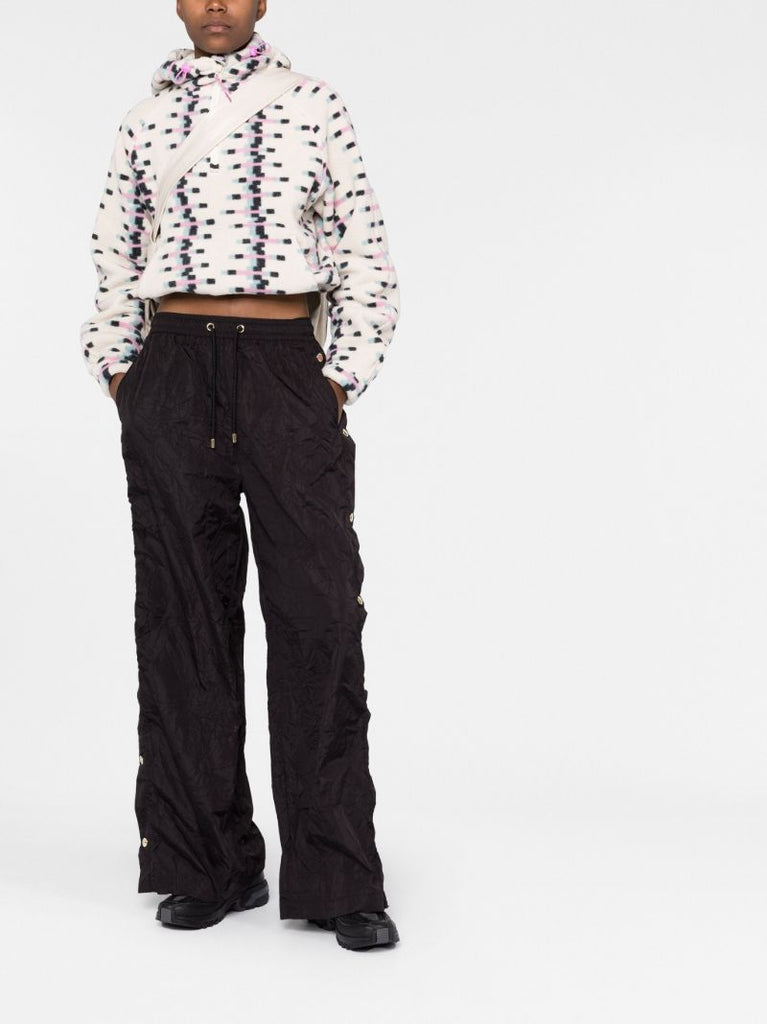 Black Volley Buttoned Loose Trousers
