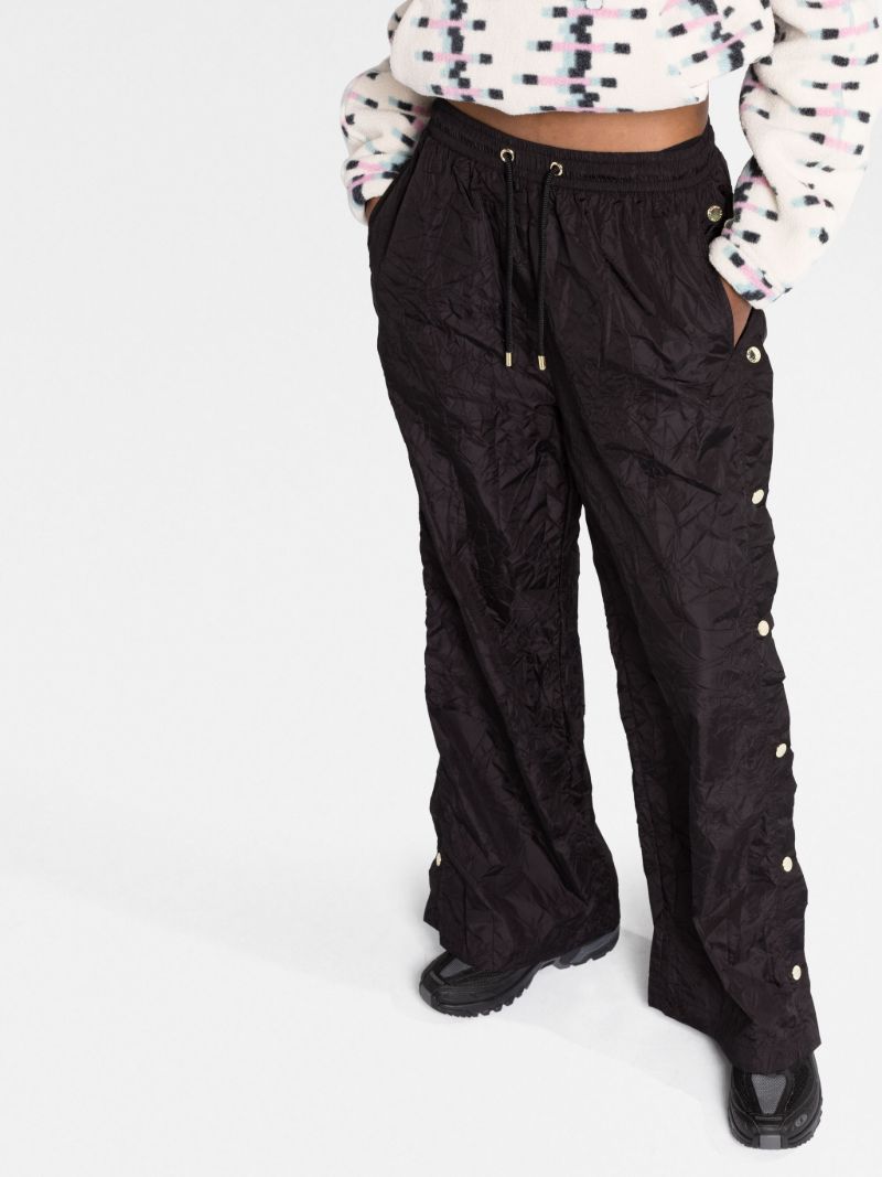 Black Volley Buttoned Loose Trousers