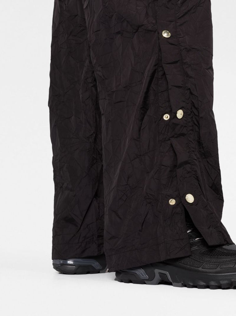 Black Volley Buttoned Loose Trousers