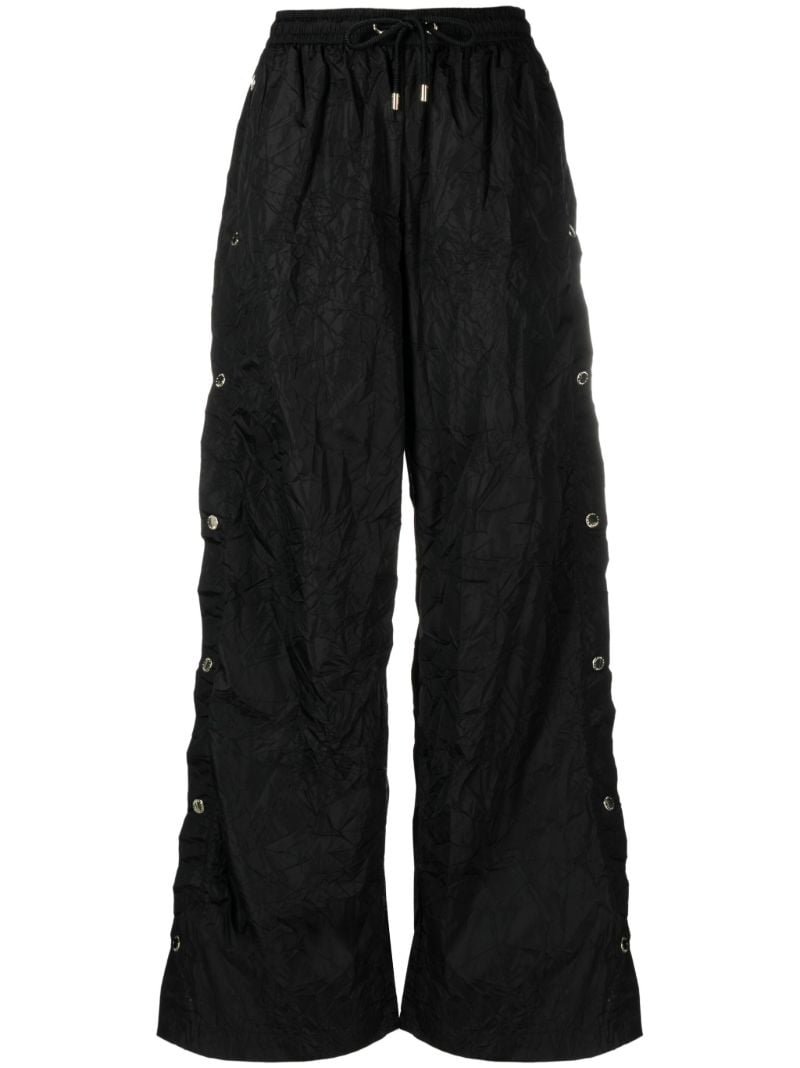 Black Volley Buttoned Loose Trousers
