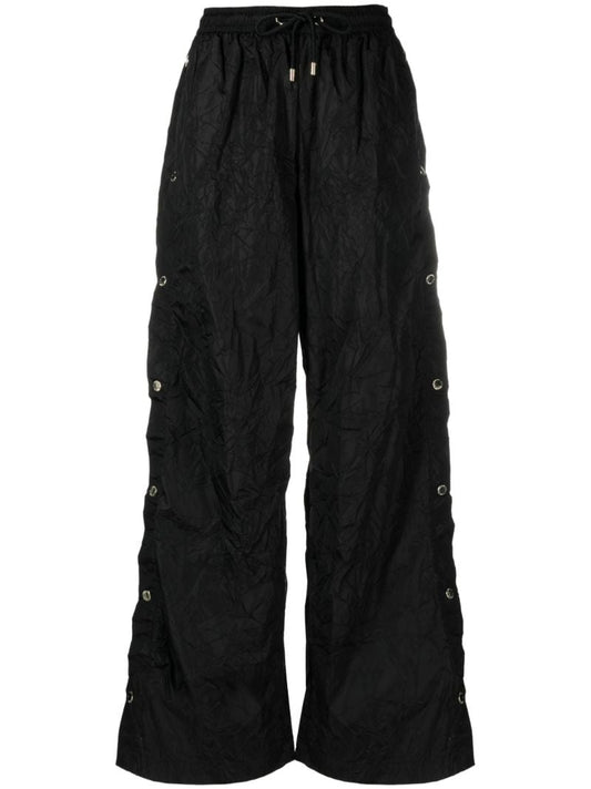 Black Volley Buttoned Loose Trousers