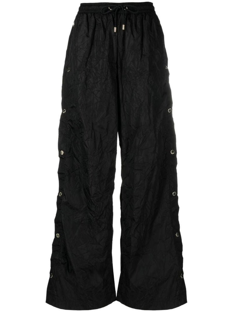 Black Volley Buttoned Loose Trousers