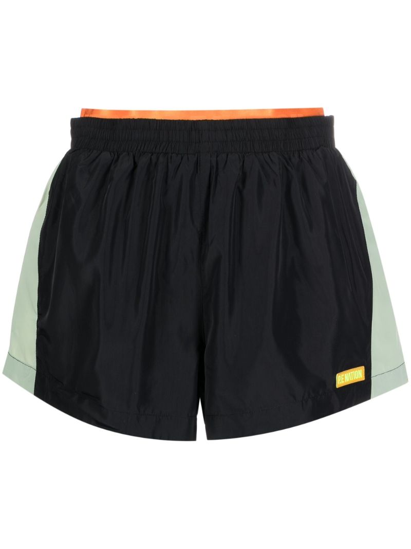 Black Initialise Running Shorts