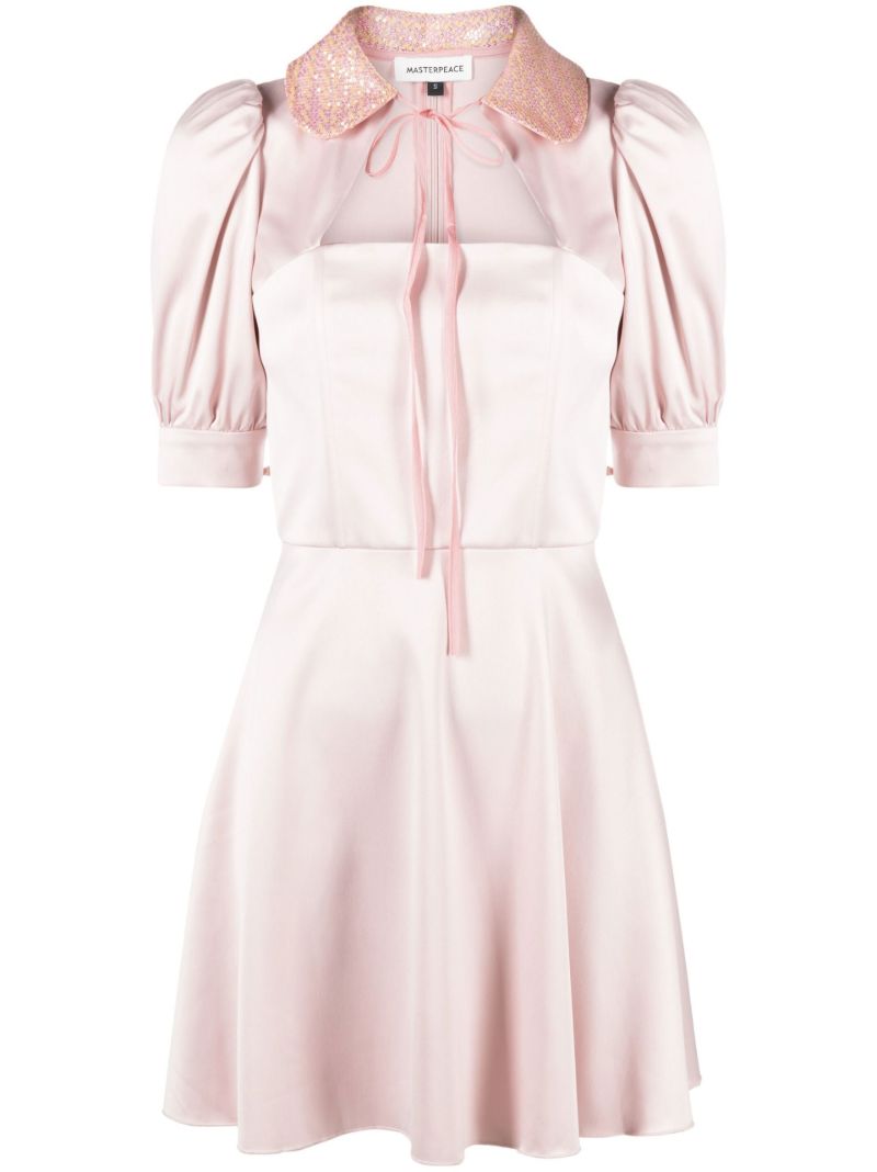 Pink Sequin Collar Mini Dress