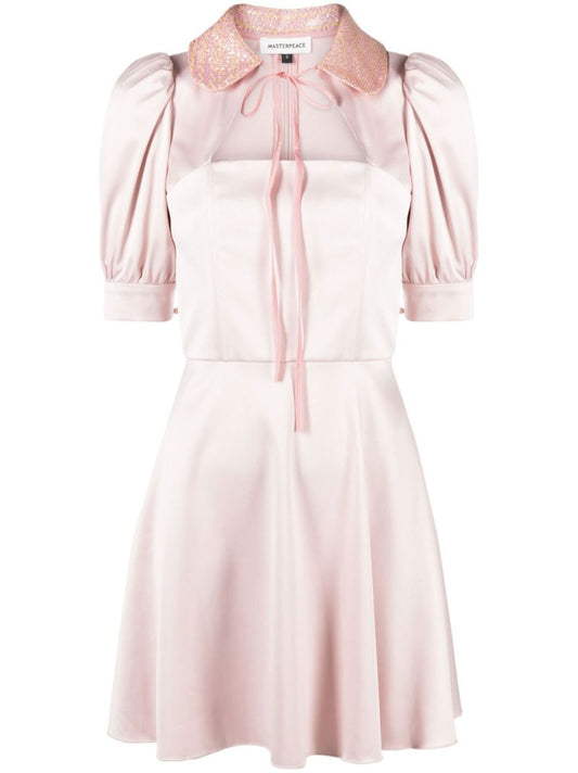 Pink Sequin Collar Mini Dress
