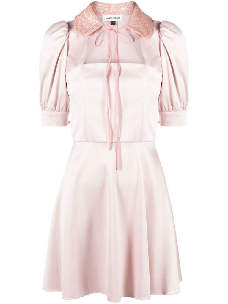 Pink Sequin Collar Mini Dress