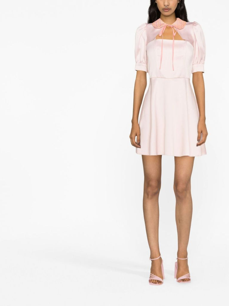 Pink Sequin Collar Mini Dress